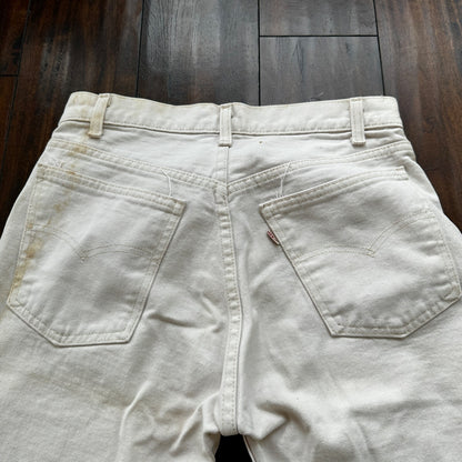 Vintage 80s Levis 501 USA 30x24 Tag Jeans 80s White Bleach Wash Act Worn Capri