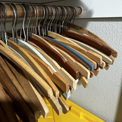 Vintage USA Wood Clothing Hangers Ads Dry Cleaners Laundry 1940s-60s ONLY ONE!