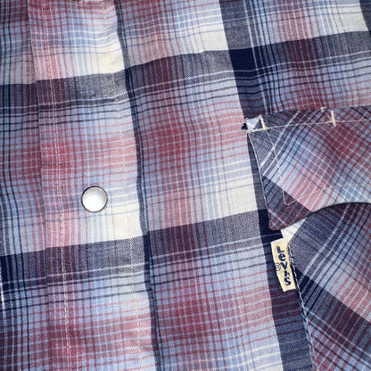 Levis VTG 1980s Pearl Snap Button Shirt Mens L Plaid 80s Cowboy Shirt Korea SS