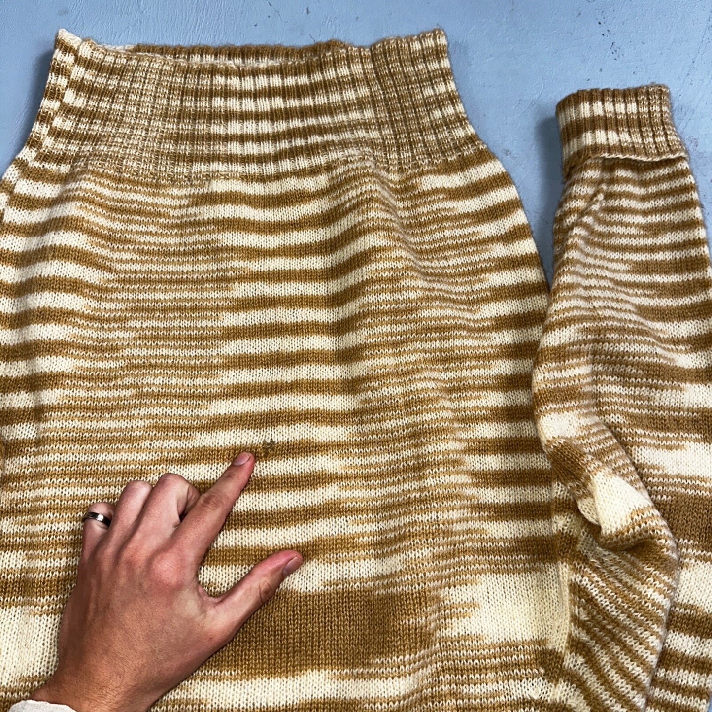 Robert Bruce 1970s Vintage Wool Cardigan Sweater Yellow Mustard Brown Aztec USA