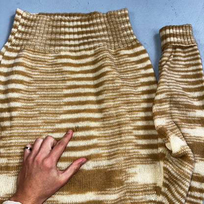 Robert Bruce 1970s Vintage Wool Cardigan Sweater Yellow Mustard Brown Aztec USA