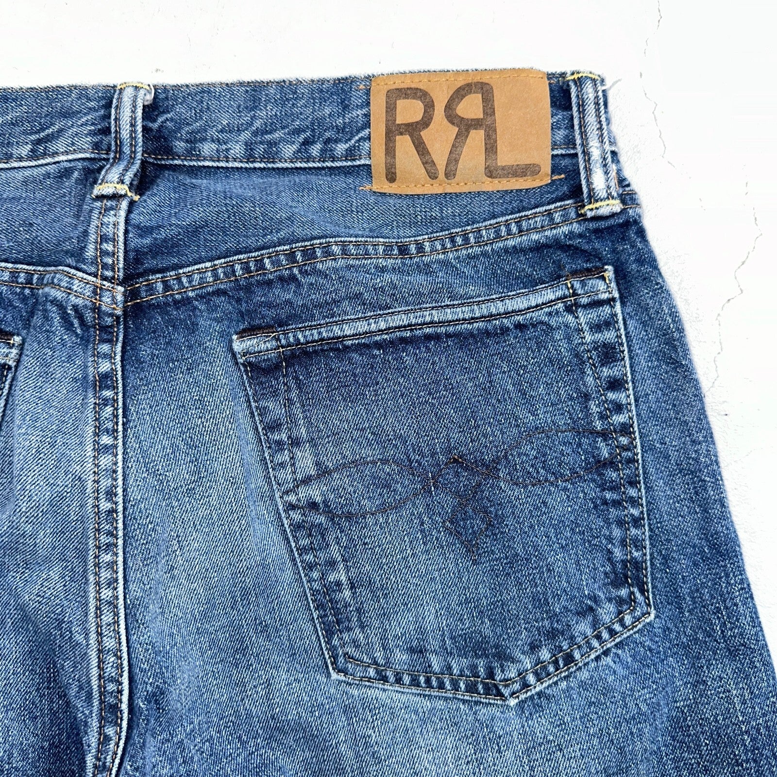 RRL Denim Zip Fly Slim Double RL Mens Jeans Mexico Sz 31x34 Med Wash RN 41381