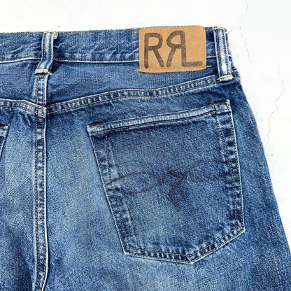 RRL Denim Zip Fly Slim Double RL Mens Jeans Mexico Sz 31x34 Med Wash RN 41381