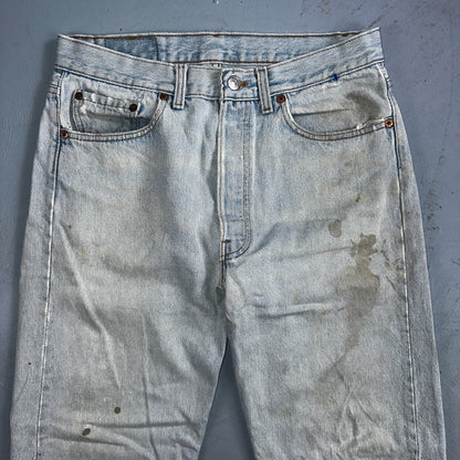 Levis 501 Vintage 90s USA XX Straight Leg Jeans Blue Light Wash 33x34 Act 30x32