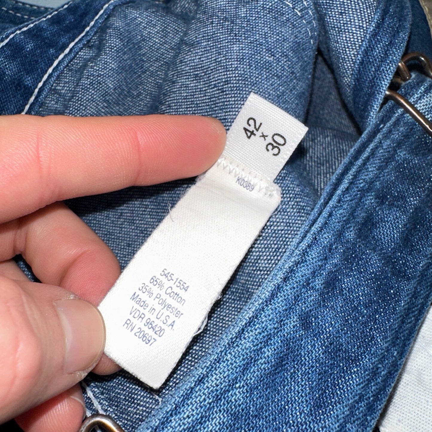 Big Mac Authentic Workwear Men's Bib Overalls 42x30 VTG Wash Blue Jean Denim