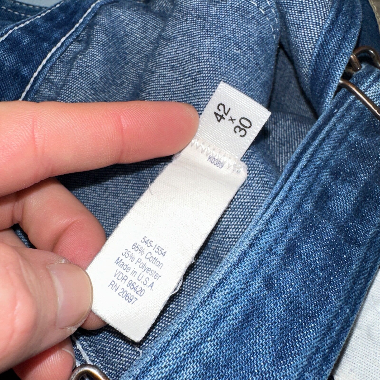 Big Mac Authentic Workwear Men's Bib Overalls 42x30 VTG Wash Blue Jean Denim