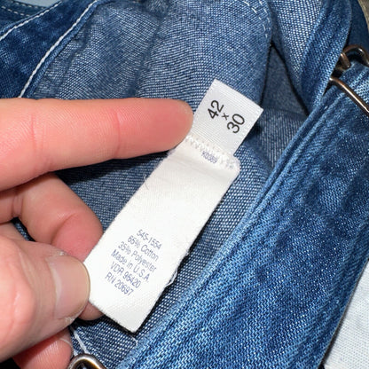 Big Mac Authentic Workwear Men's Bib Overalls 42x30 VTG Wash Blue Jean Denim