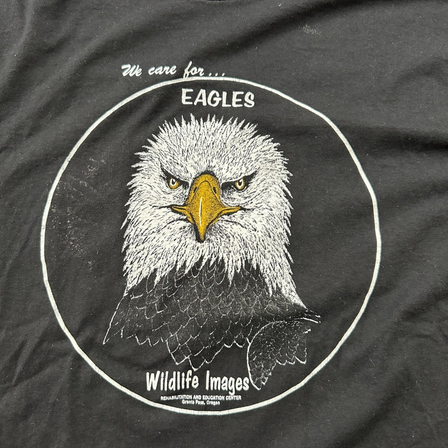 Bald Eagles VTG T Shirt Wildlife Images Hanes USA Single Stitch Black Birds Cool