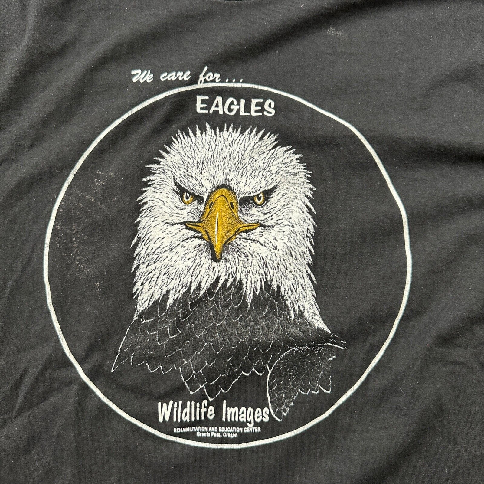 Bald Eagles VTG T Shirt Wildlife Images Hanes USA Single Stitch Black Birds Cool