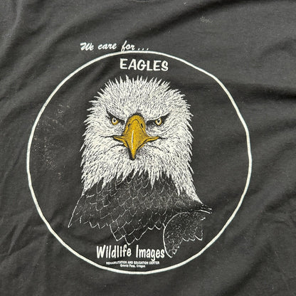 Bald Eagles VTG T Shirt Wildlife Images Hanes USA Single Stitch Black Birds Cool