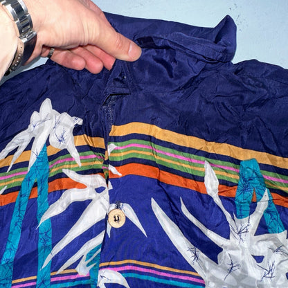 OP Ocean Pacific Sunwear Men's M Aloha Shirt Button-Up Floral Blue 70s 1970s