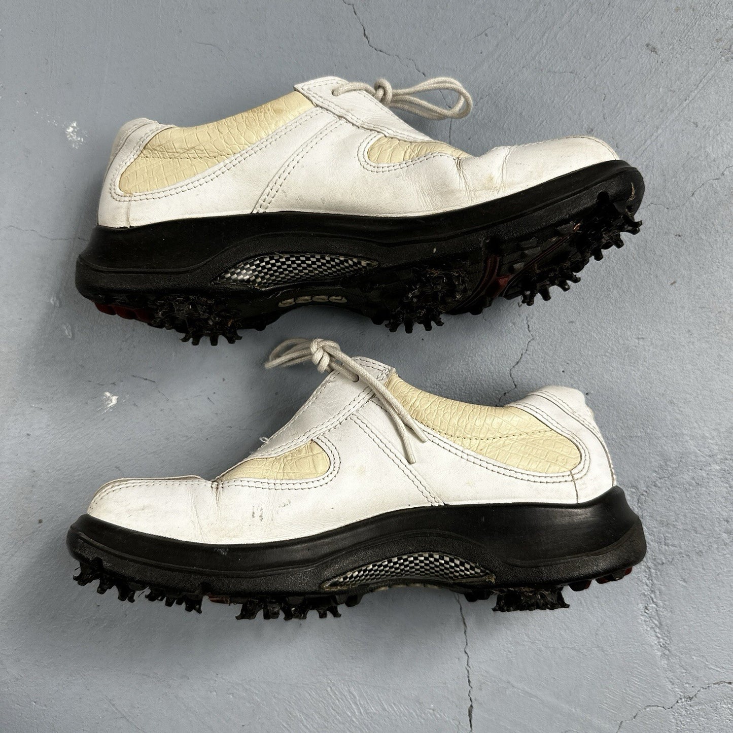 Ecco Shoes Womens 37 Soft Cleat Golf Sneakers Lace Up White Leather Comfort