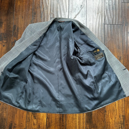 Vintage Cricketeer Womens Nordstrom Double Breasted Blazer Pure Wool 80s Plaid