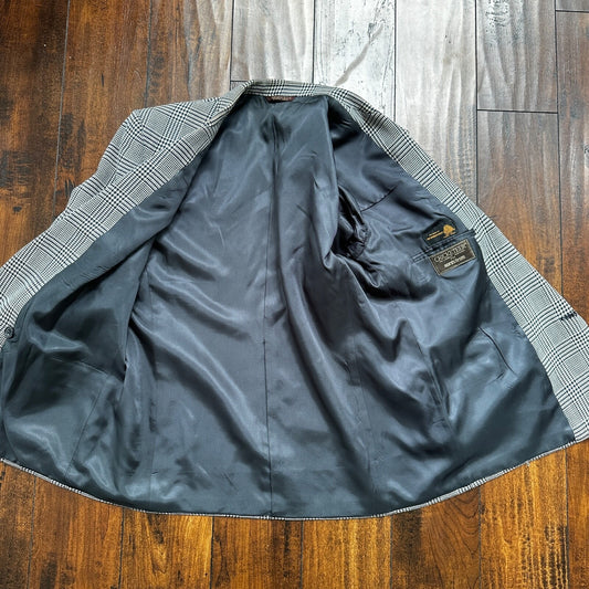 Vintage Cricketeer Womens Nordstrom Double Breasted Blazer Pure Wool 80s Plaid