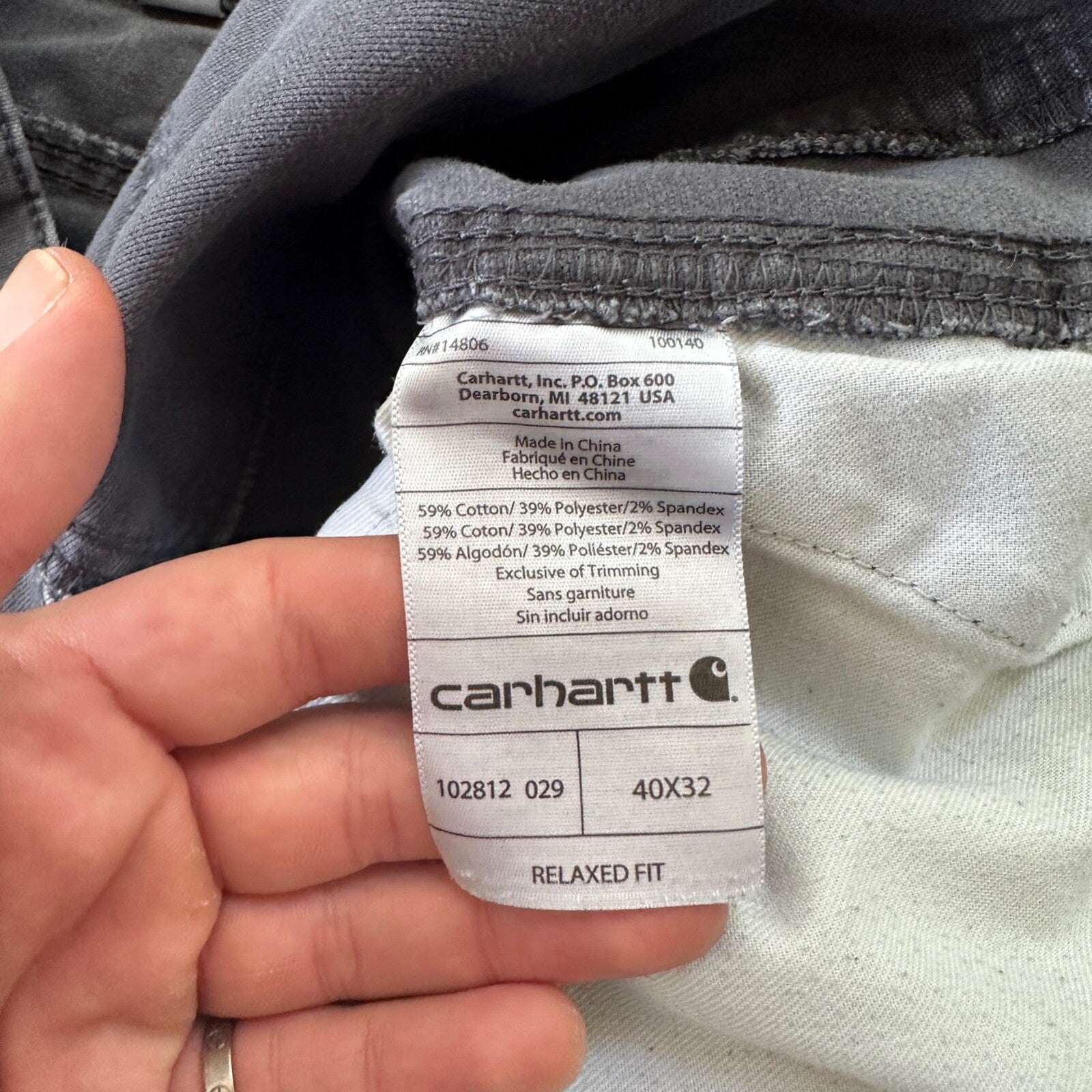 Carhartt Full Swing Cryder Dungaree 2.0 Pants Men's 40x32 Shadow 102812 029