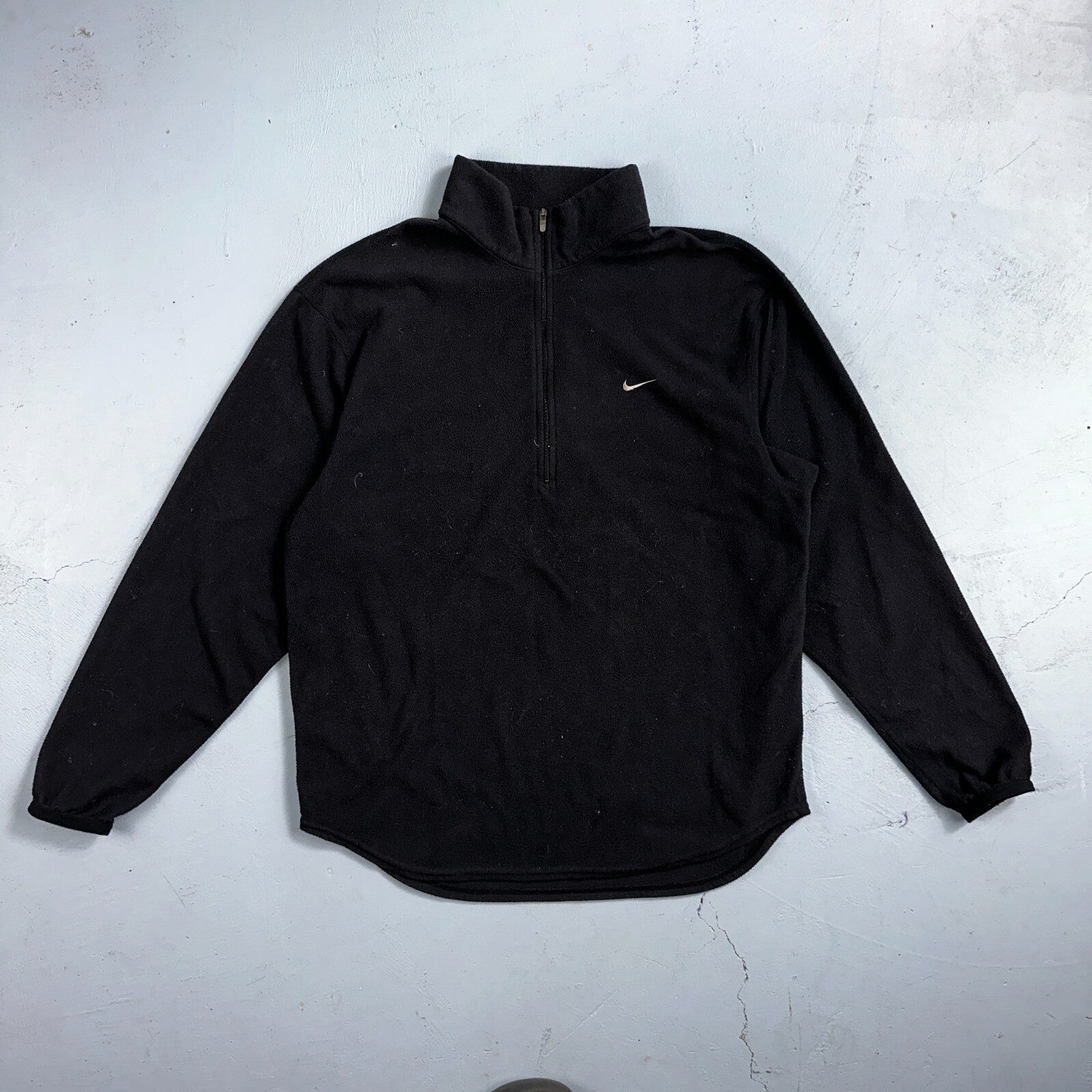 Nike Therma Quarter Zip Training Top Mens S Black Pullover Fleece Lined VTG