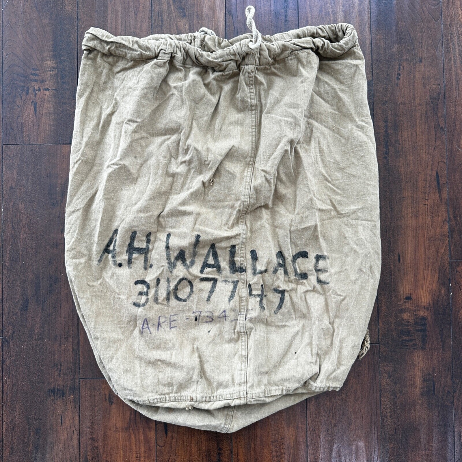 VTG WWII Canvas Garment Laundry Bag Rare Military Denim 1940s 40s 50s Stencil