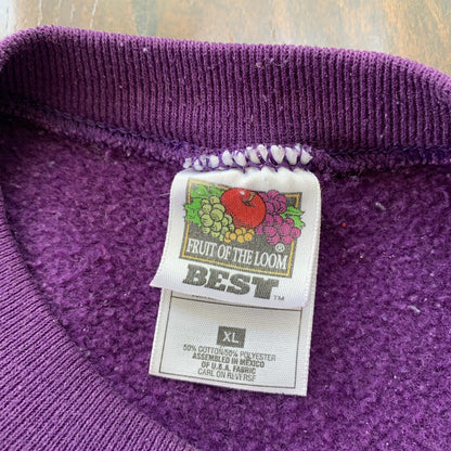 Bald Eagle Hologram Shiny Pearl Vintage 90s Sweatshirt Jumper Purple FOTL USA