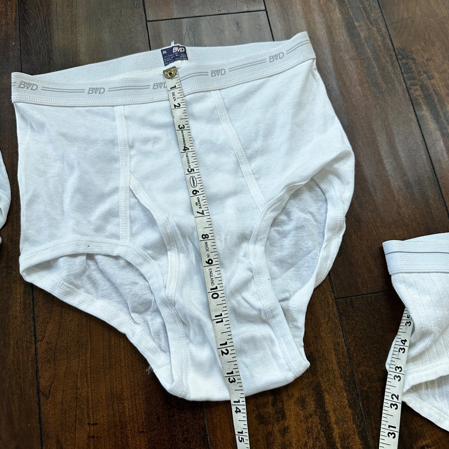 BVD Briefs Men Size 36 White Cotton Stripes 3 Pair VTG USA Lot 1970s 70s M