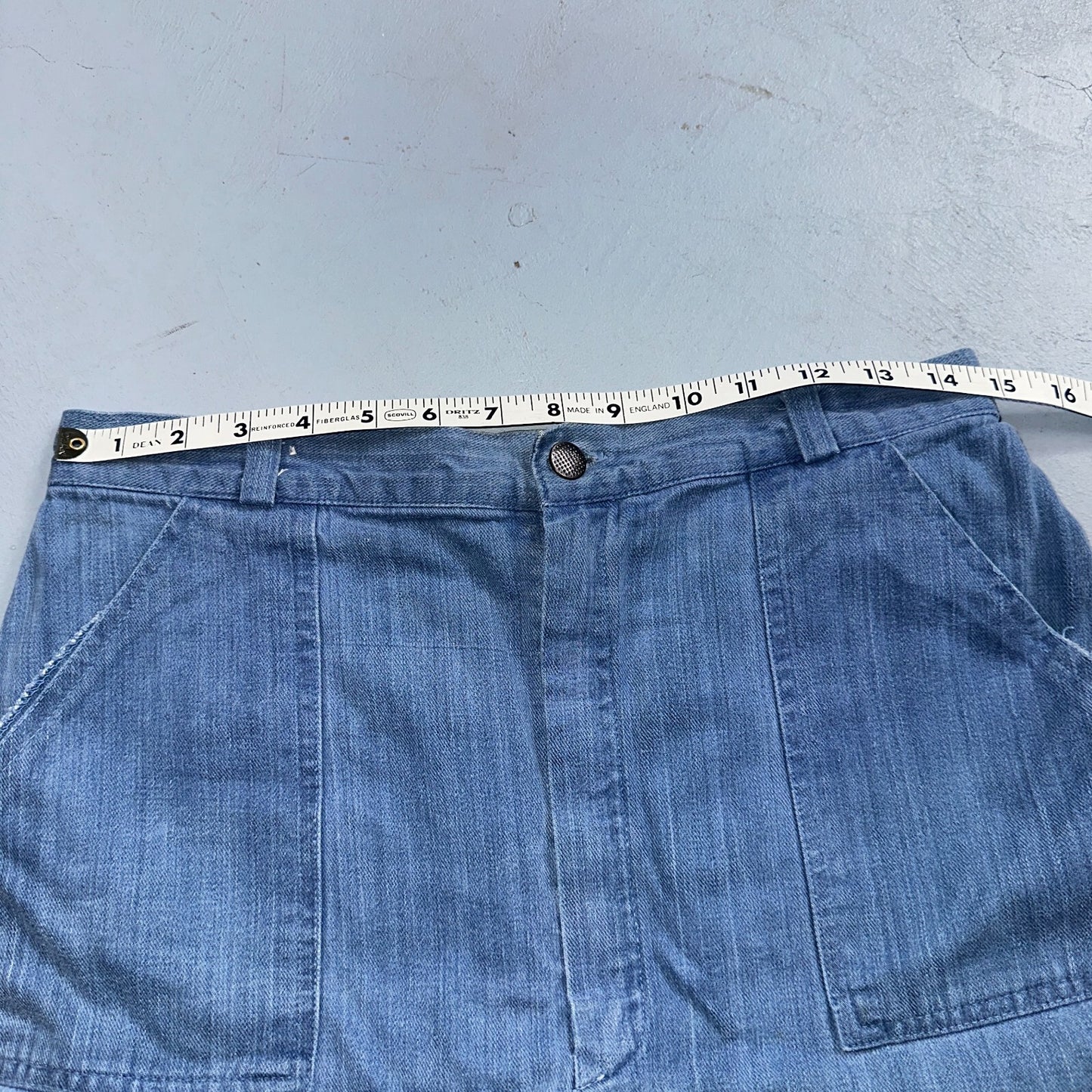 VTG 70s Jeans Canvas High Waist Sears Military Style P44 29x25 Capri HBT Rare