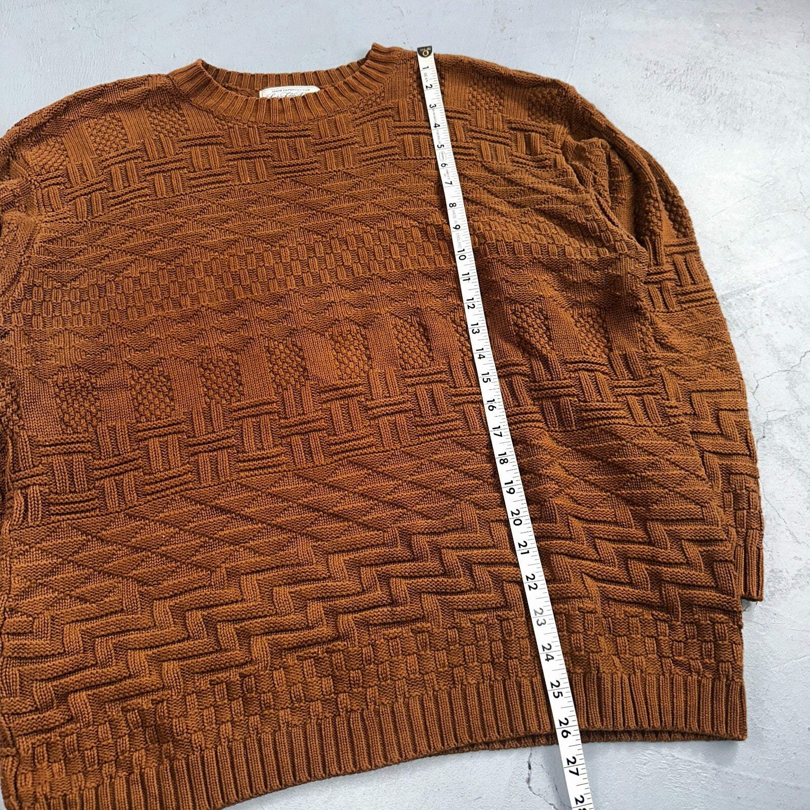 Vintage Saks Fifth Avenue Sweater 100% Cotton Mens M Brown Pullover Mock Neck