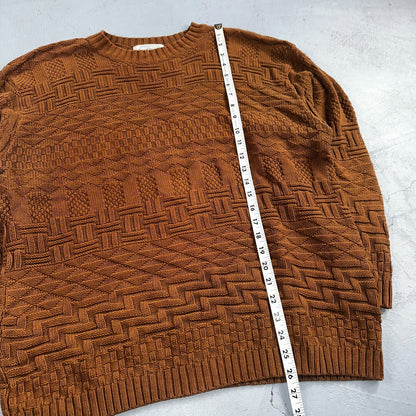 Vintage Saks Fifth Avenue Sweater 100% Cotton Mens M Brown Pullover Mock Neck