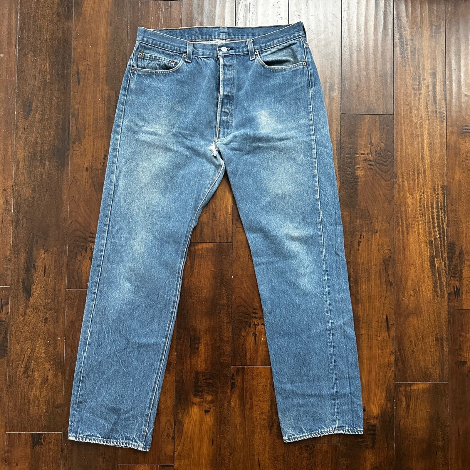 Vintage 80s Levis 501 36x34 USA Blue Jeans 90s Act 34x32 Med Wash