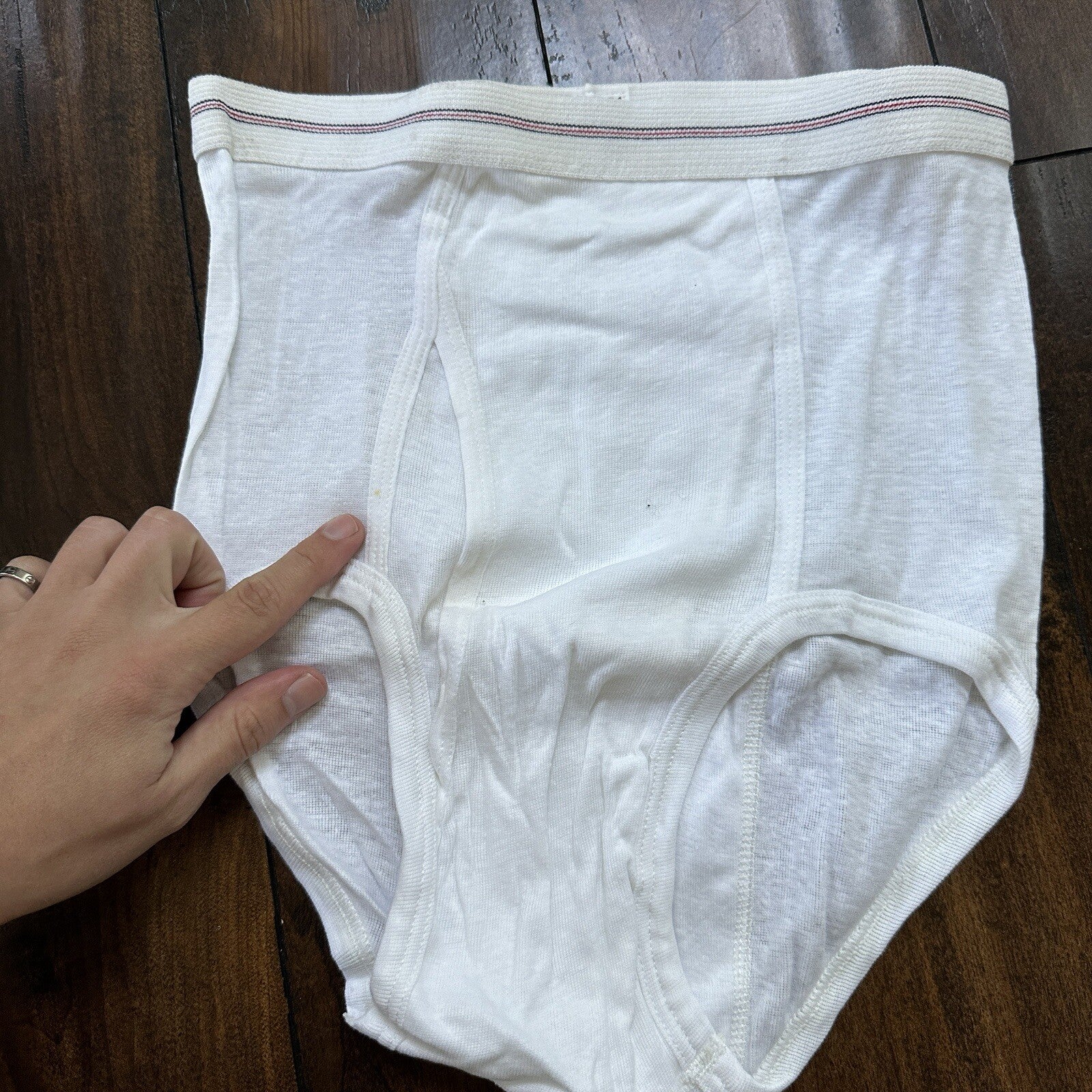 Hanes Briefs Men Size 34 White Cotton Black Stripes 9 Pair Vintage USA Lot 1960s