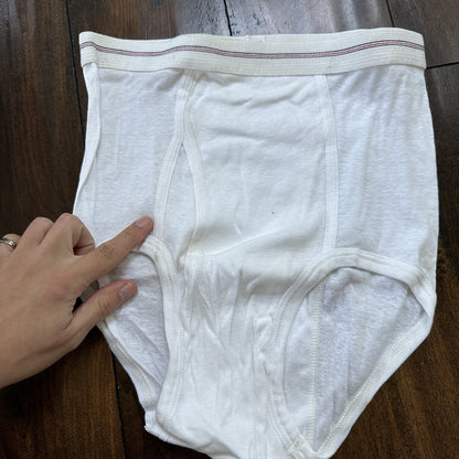 Hanes Briefs Men Size 34 White Cotton Black Stripes 9 Pair Vintage USA Lot 1960s
