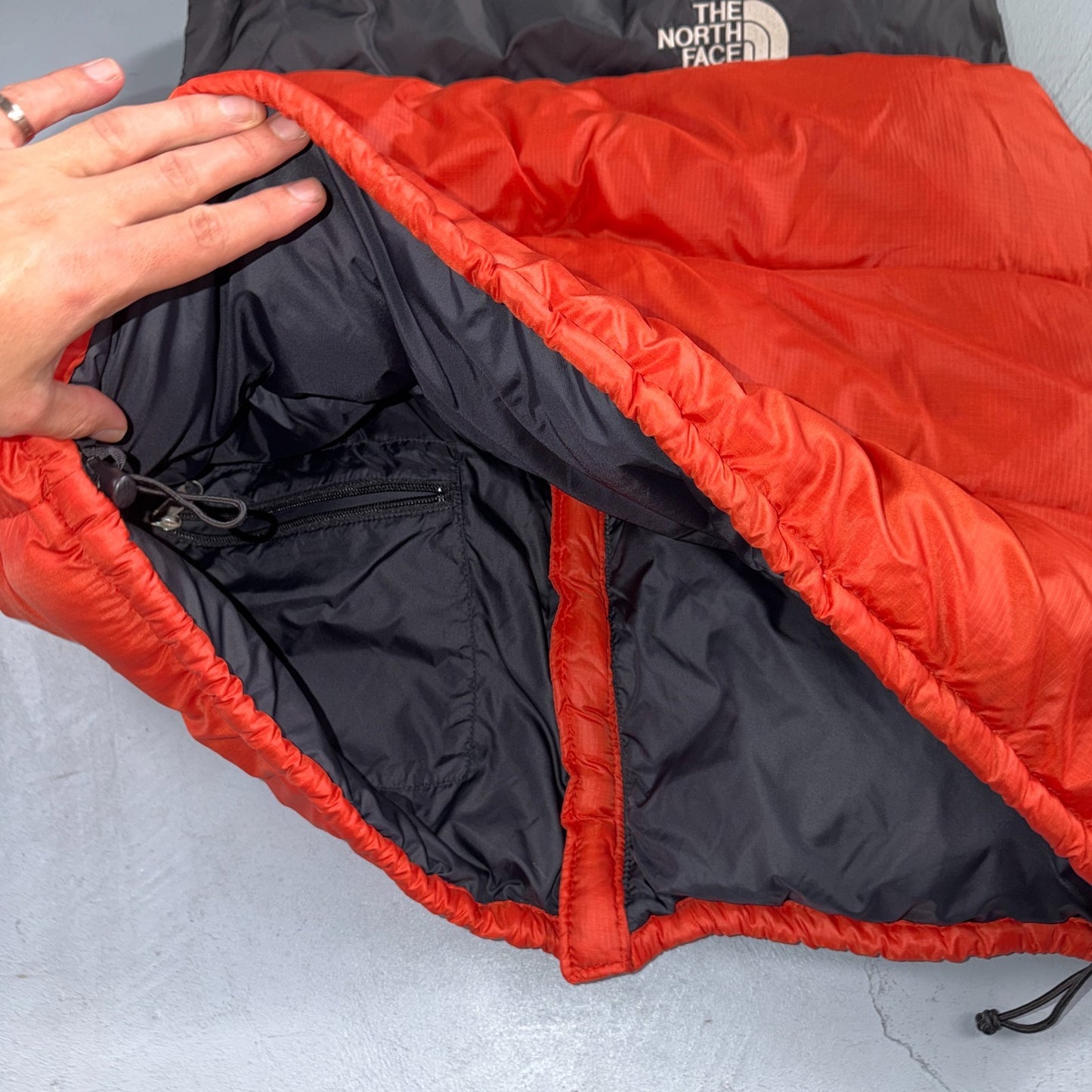 VTG The North Face 90s Nupste Vest XL Goose Down Orange Warm Damaged TNF