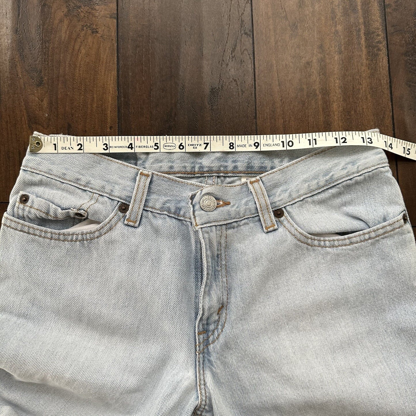 Vtg Levis 507 Superlow Slim Light Blue Jeans Womens Tag 5 X Capri 27x21 USA 90s