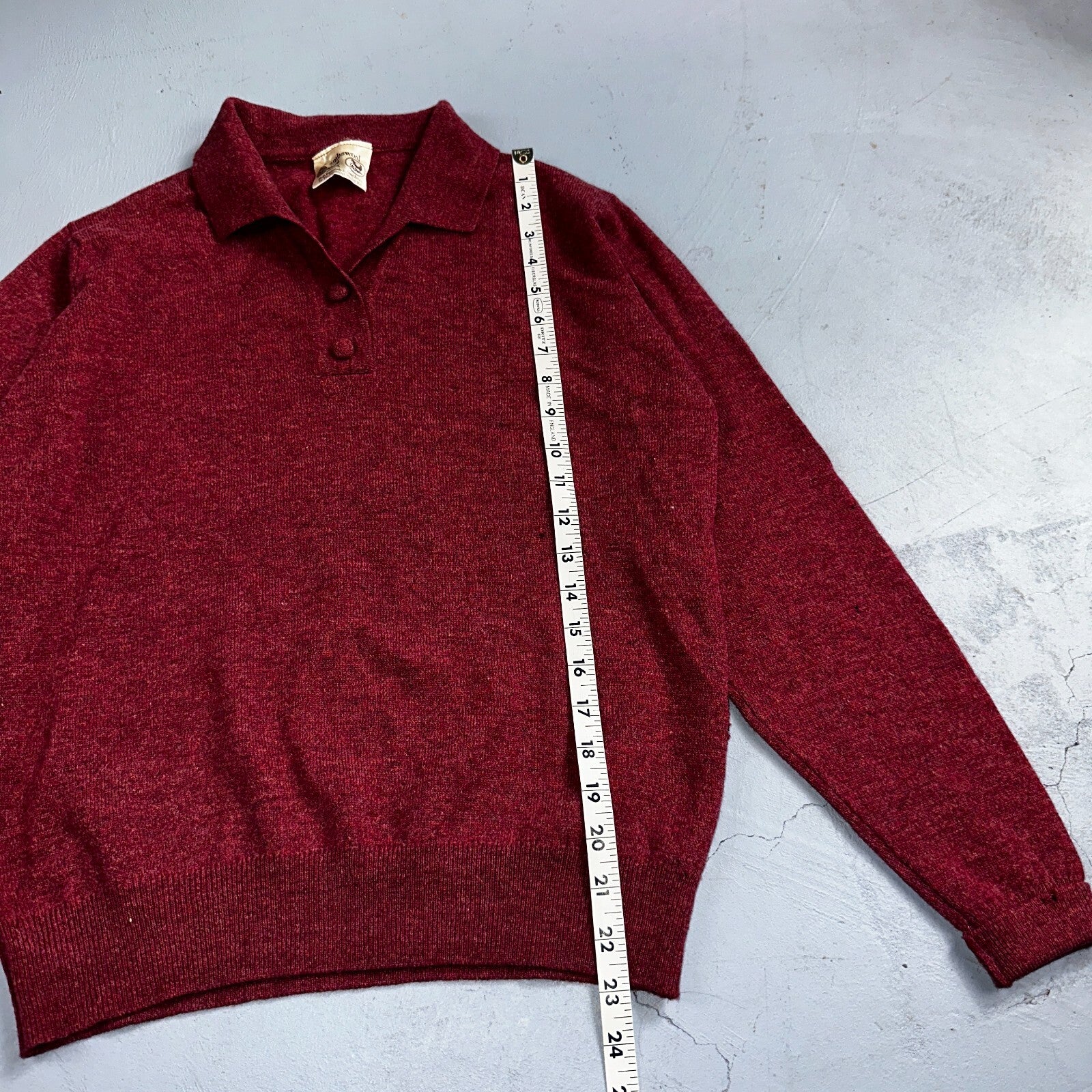 VTG Edinburg Woolen Mill Wool Cardigan Sweater Women’s M 1970s Red Lambswool