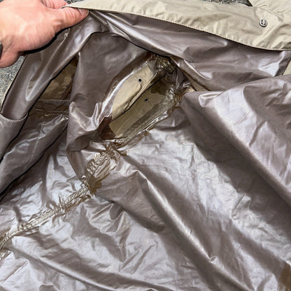 VTG 1958 US Army Mans Raincoat Nylon Taupe Shade 179 Military Uniform Mens 38L