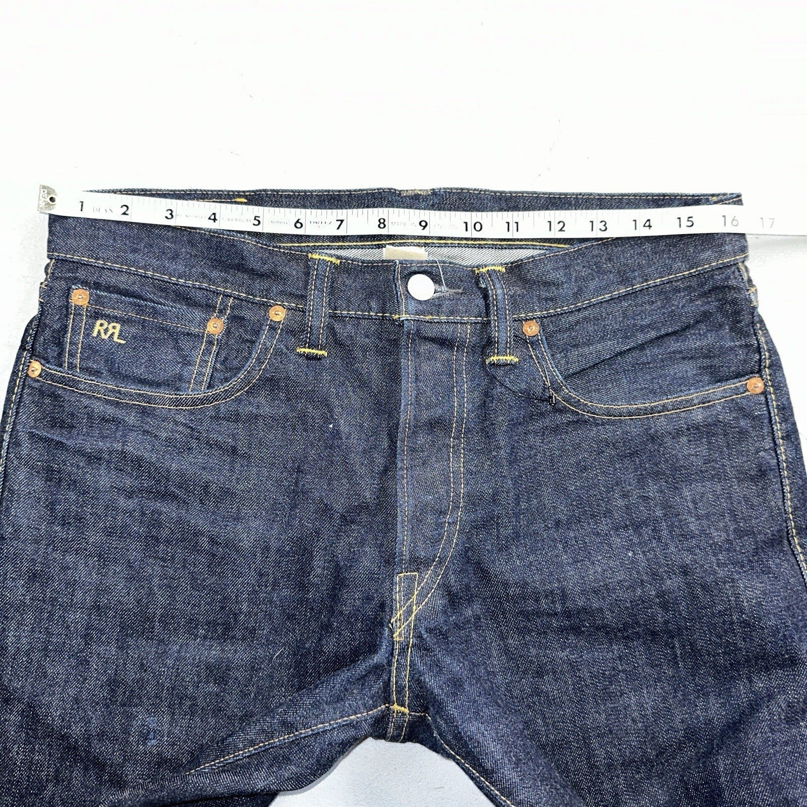 Double RL RRL Men’s Blue Denim Selvedge Jeans Slim Redline USA 31x32 Dark!