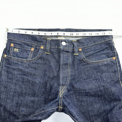Double RL RRL Men’s Blue Denim Selvedge Jeans Slim Redline USA 31x32 Dark!