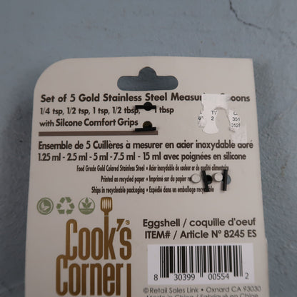 NWT 5pc Set Of Cook's Corner Gold Stainless Steel Measuring Cups Small Kitchen