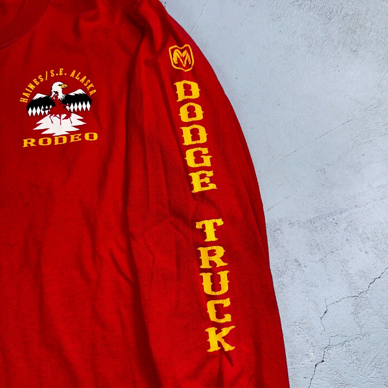 Anvil Dodge Truck 90s USA VTG T Shirt Single Stitch Red Long Sleeve Car Graphic