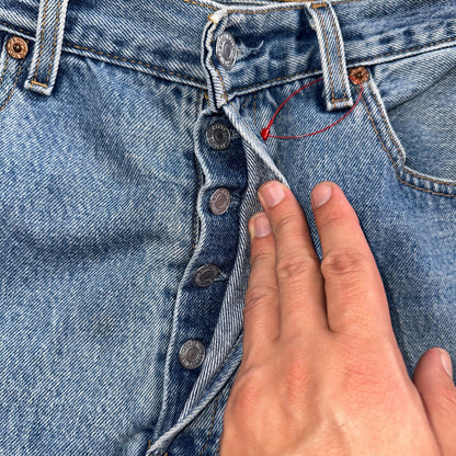 Levis 501 Vintage Y2K 90s XX Straight Leg Jeans Blue Light Wash 33x30 Act 32x29