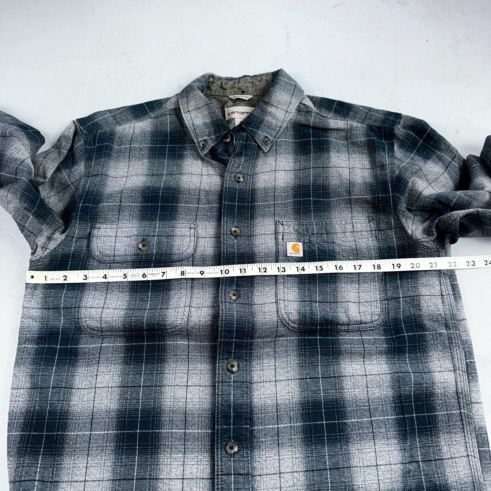 Carhartt M Regular Flannel Shirt Blue Down Grey Workwear Casual 102828 437