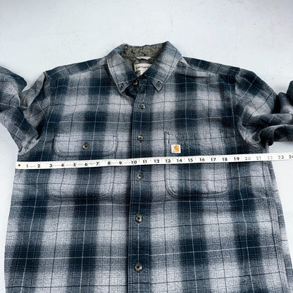Carhartt M Regular Flannel Shirt Blue Down Grey Workwear Casual 102828 437