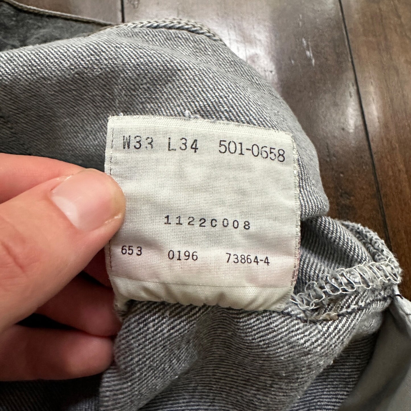 VTG 90s Levis 501 Button Fly 33x34 USA Tag Jeans Straight Wash Grey XX Act 30x32