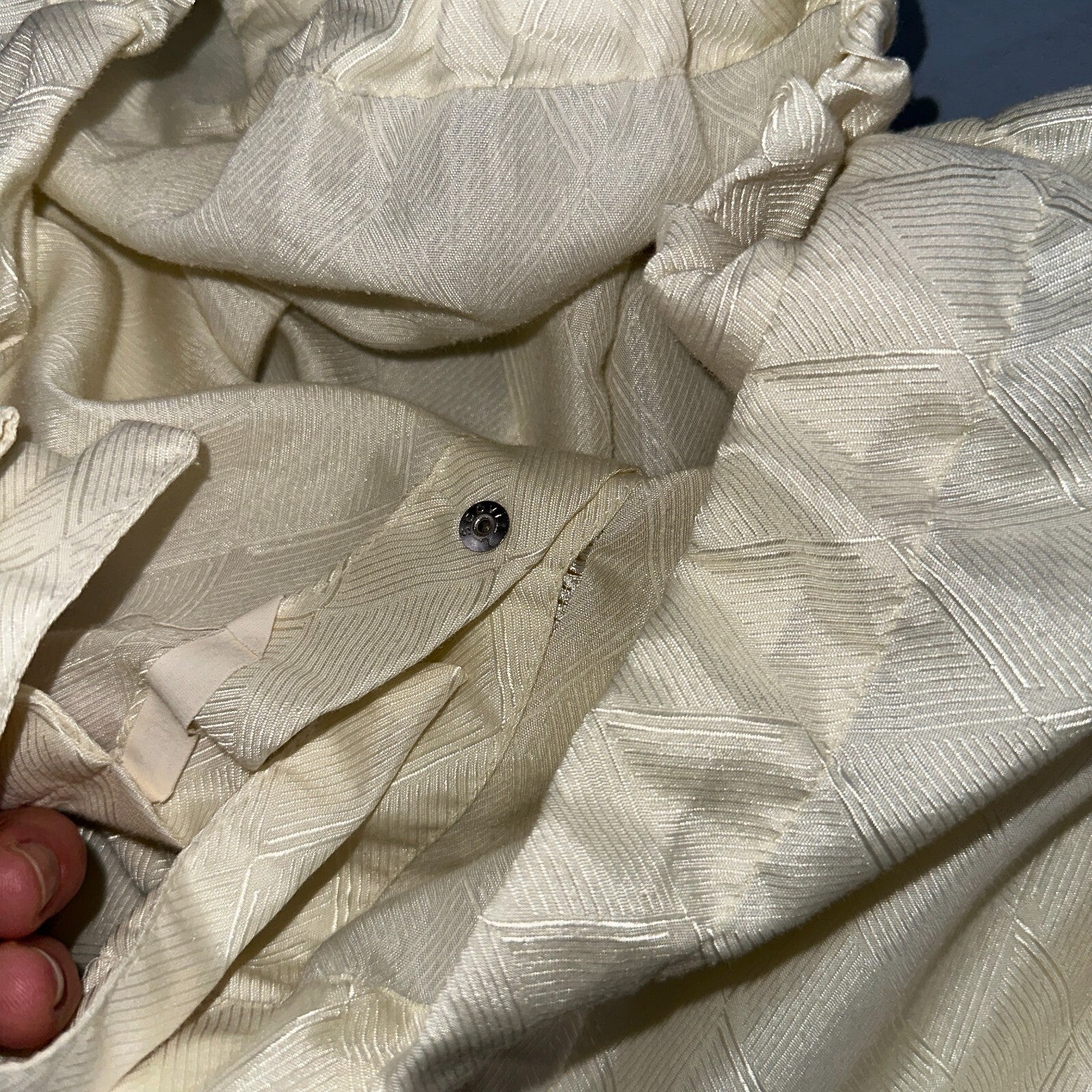 Christian Dior VTG Pajama Set Mens Cream Pants Shirt USA 90s Heavy Wear