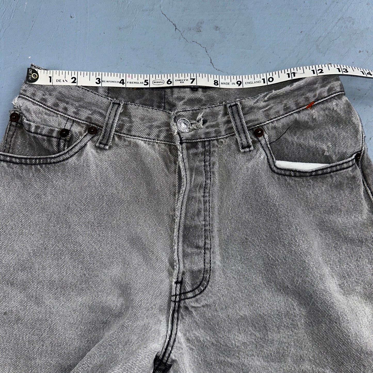 Levis 501 Vintage 90s USA XX Straight Leg Jeans Black Faded Grey Wash Act 25x30