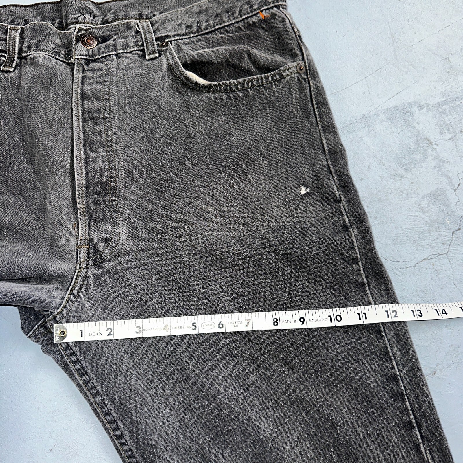 Levis 501 Vintage 90s USA XX Straight Leg Jeans Gray Light Wash 38x30 Act 36x29