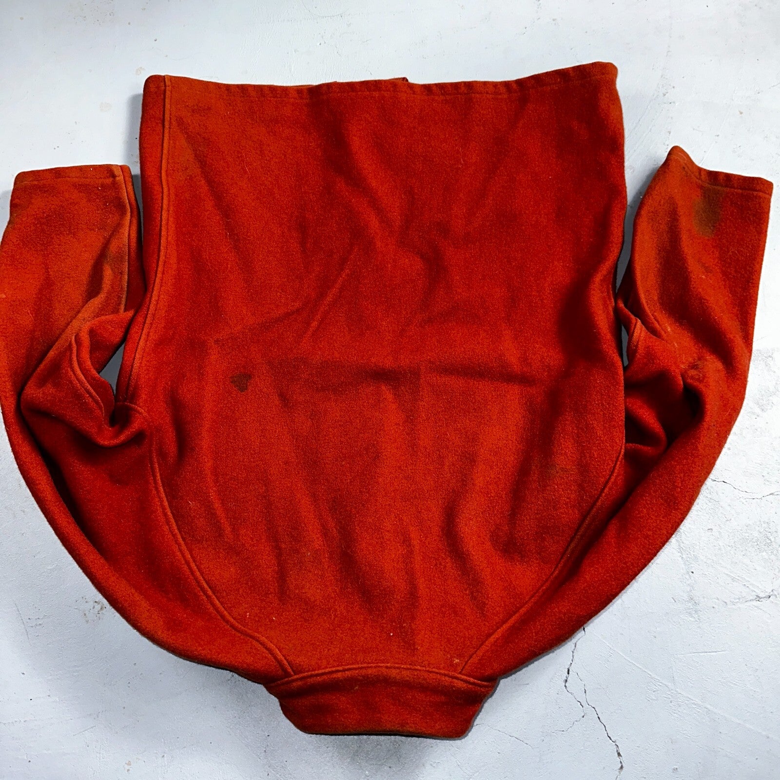 Vintage 60s 70s Wool Delivery Workwear Jacket M Rockabilly Burnt Orange Red