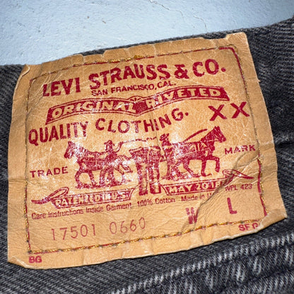 Levis 501 Vintage 90s USA XX Straight Leg Jeans Black Wash 11 Act Altered 27x26