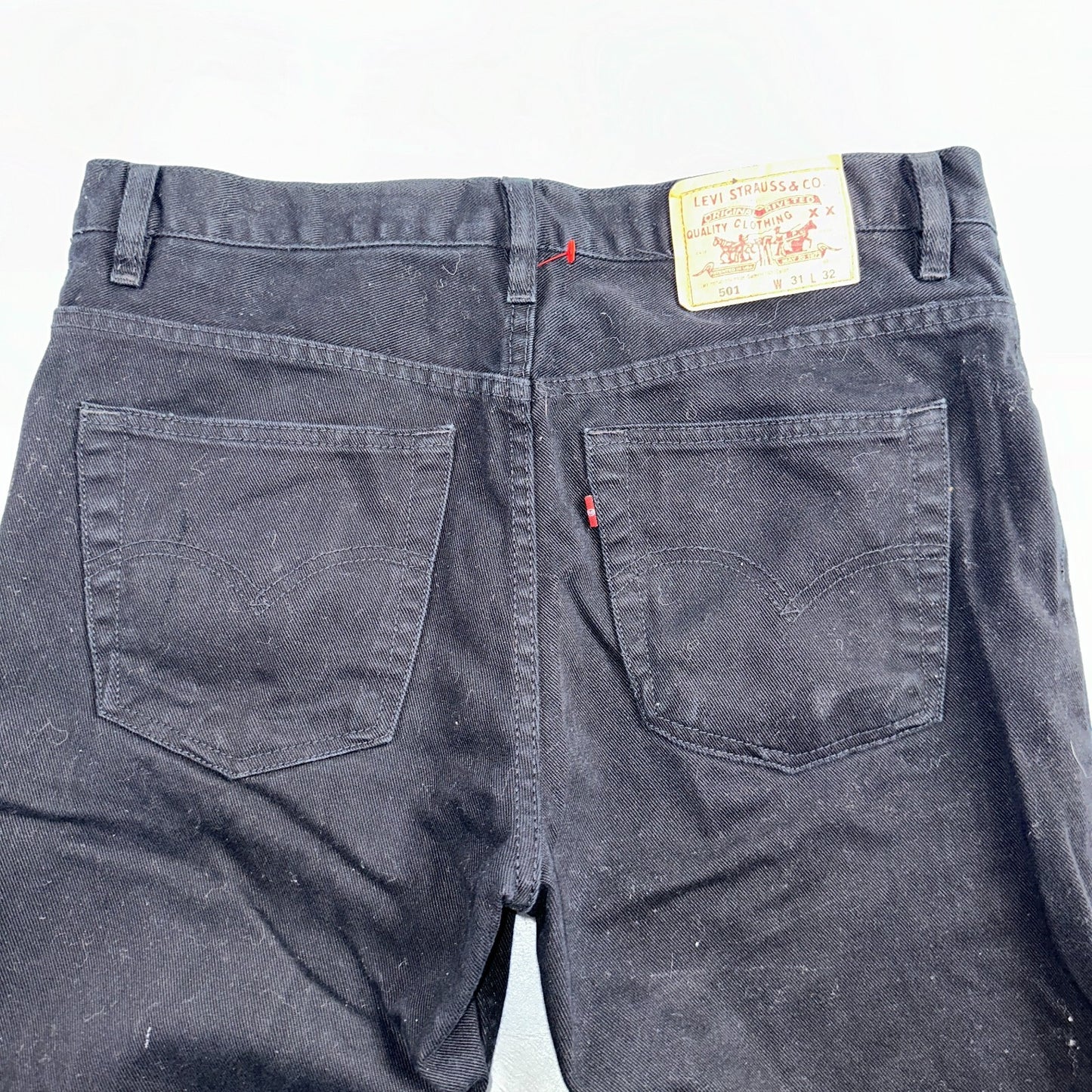 Levis 501 Vintage 90s USA XX Straight Leg Jeans Missing Buttons 31x32 Black