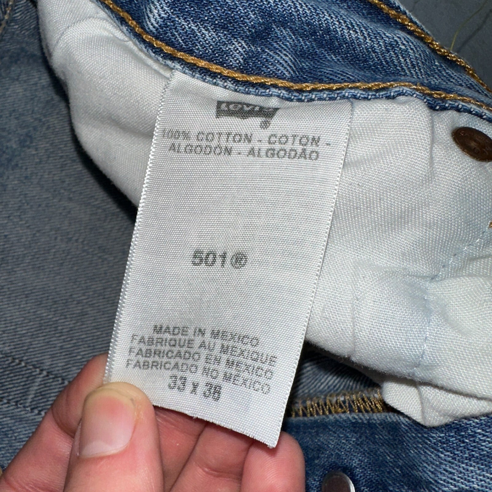 Levis 501 Vintage Y2K XX Straight Leg Jeans Rips Blue Med Wash 33x36 Act 31x31