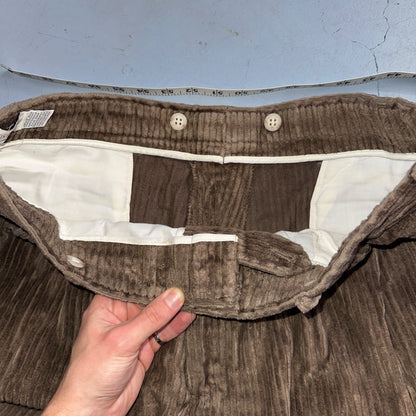 J. Peterman Pants Mens 38 Brown Thick Corduroy Pleated Chino Straight Pockets