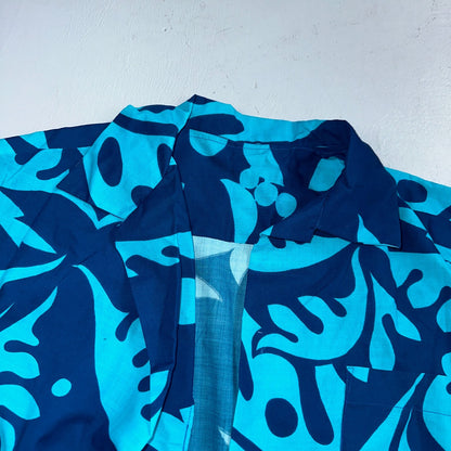 Hawaiian VTG Shirt Crop Rockabilly Floral Multi Color Robe 60s 70s Disco Hawaii